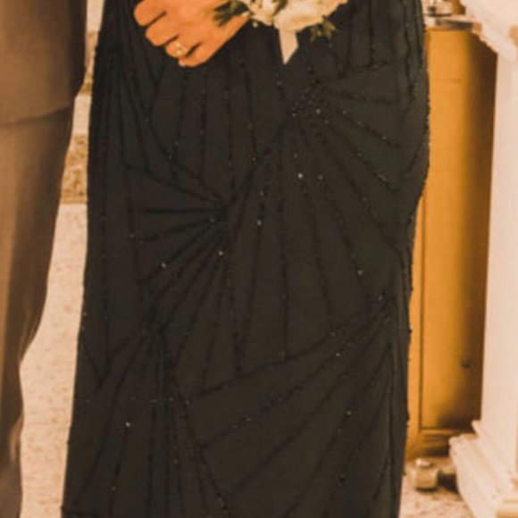 Beaded Long Gown with Flutter Sleeves in Emerald - Mother of the Bride Dress - Picture 5 of 6